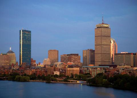 [View of Boston at dusk, from Cambridge]